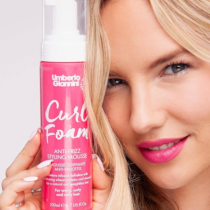 Umberto Giannini Curl Foam 7 fl Oz - Anti-Frizz Hair Styling Curl Mousse for 2a-4c Curly, Wavy & Coily Hair - Vegan & Cruelty-Free
