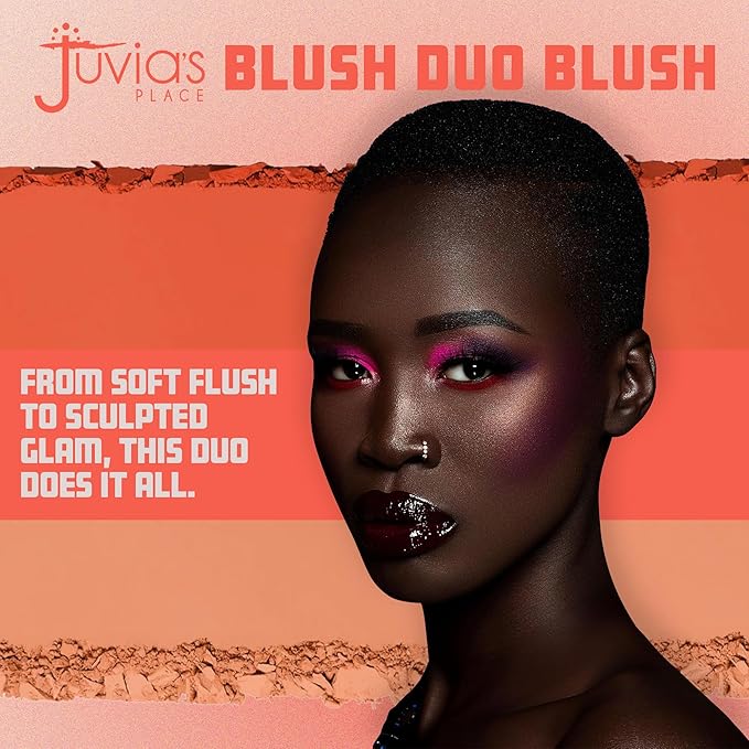 Juvia's Place Blushed Duo Blush Volume6 - Radiant Shimmer Makeup Two Tone Pigmented Buildable Pressed Mineral Powder - Rosy Natural Cheeks Face Glow Highlight Matte Fresh Finish for All Skin Color