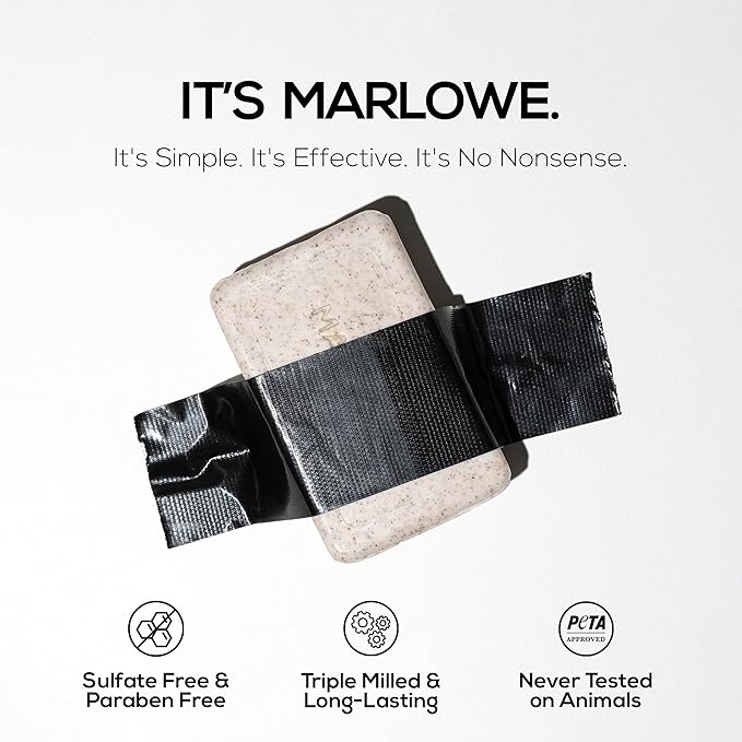 MARLOWE. No. 102 Body Scrub Soap 7 oz (6 Bars), Cedarwood & Sea Salt, Exfoliating Soap Bar with Shea Butter, Olive Oil & Green Tea Extracts, Cleanses, Smooths & Revitalizes Skin, Fresh & Zesty Scent
