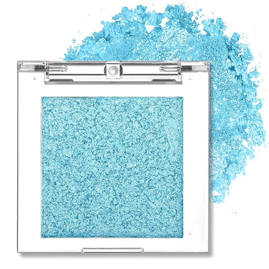 Erinde Glitter Shimmer Sparkle Eyeshadow Palette, Blue Glitter Sparkle Eye Shadow Makeup, Single Monochrome Long-Lasting Eye Makeup, Smooth Formula, Vegan & Cruelty-Free, C07 Blue Silver Sparkle