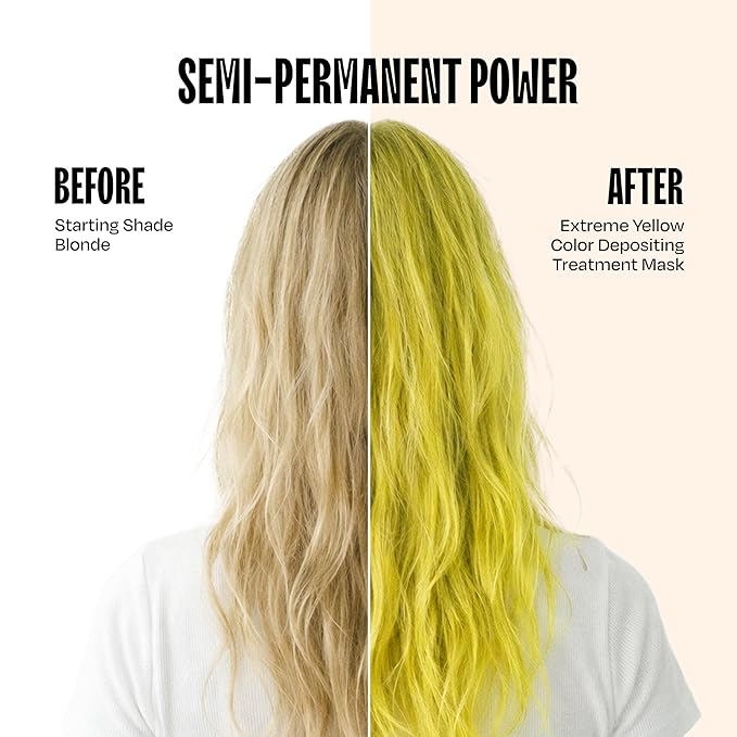 Overtone Semi Permanent Hair Color Conditioner, Extreme Yellow, 8 oz, Nourishing, Damage-Free, Color Depositing Mask for All Hair Types with Shea Butter & Coconut Oil, Vegan & Cruelty-Free