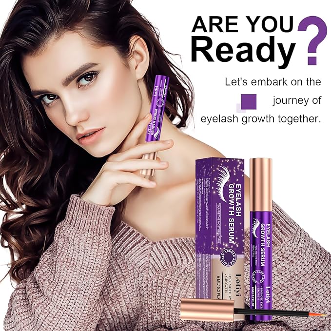 Lash Serum for Eyelash Growth - 6ml for Natural Lashes, Extensions & Eyebrows, Thicker, Fuller & Longer Looking Eyelashes, Lash Enhancing, Vegan & Cruelty-Free