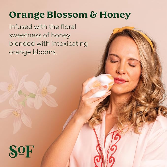 SoF Triple Milled Bar Soap - With Coconut Oil & Organic Shea Butter- Vegan & Non GMO- Free From Phthalates, Sulfates & Parabens- Orange Blossom & Honey - 6 oz Bar 6 Bars