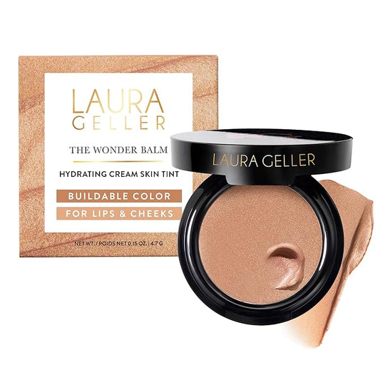 LAURA GELLER NEW YORK The Wonder Balm Complexion Enhancer - Hydrating Weightless Subtle Hint of Color + Glow for Mature Skin - Vegan Squalane - Apply to Cheeks & Lips (04 Honey Haze)