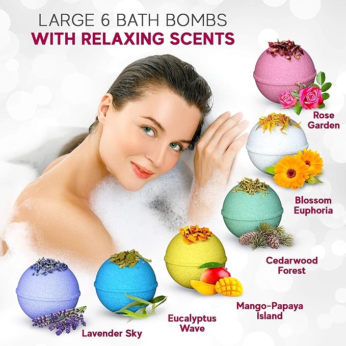 Handmade in USA Organic Bath Bombs Gift Set for Women All Natural with Epsom Salt Relaxation Dead Sea Salt Safe Bath Bombs Kit for Kids Her Mom Mother Grandma Girlfriend - Best Gifts Idea