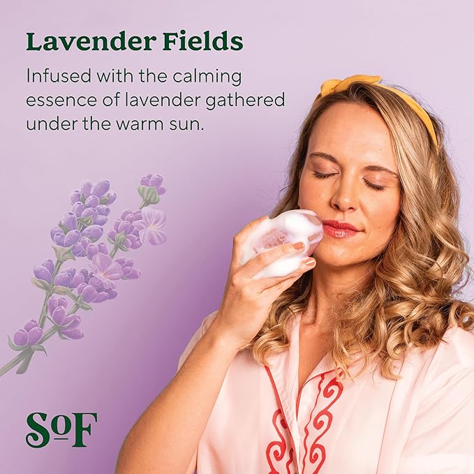 SoF Triple Milled Bar Soap - With Coconut Oil & Organic Shea Butter- Vegan & Non GMO- Free From Phthalates, Sulfates & Parabens- Lavender Fields - 6 oz Bar 6 Bars