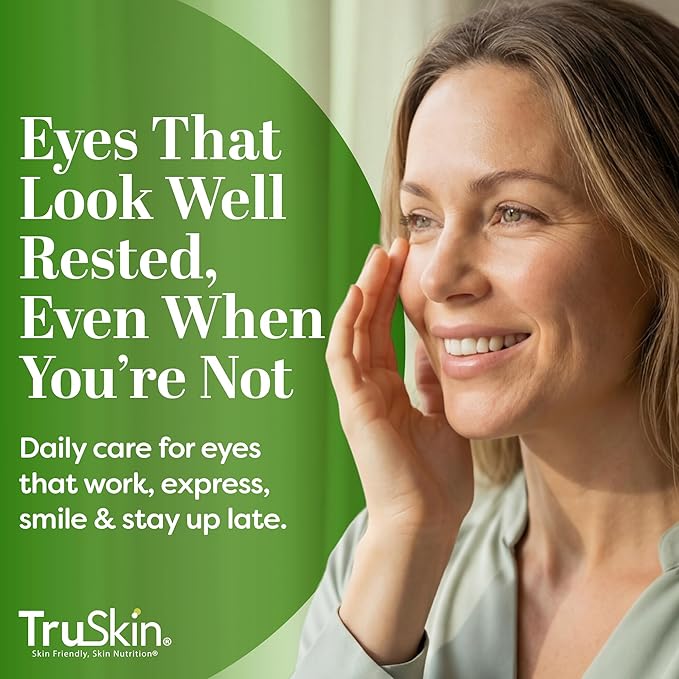 TruSkin Peptide Eye Cream Gel for Dark Circles & Fine Lines - Lightweight Under Eye Gel with Peptides & Hyaluronic Acid - Hydrating & Smoothing Eye Care for Tired-Looking Eyes, 0.5 Fl Oz