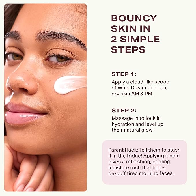 Yes Day Whip Dream Face Moisturizer for Teens – Whipped Airy Gel Cream for Glowing Skin – Clean Hydrating Skincare for Teens & Ages 10 Up, with Coconut and Vegan Ceramides (50ml / 1.7 fl oz)