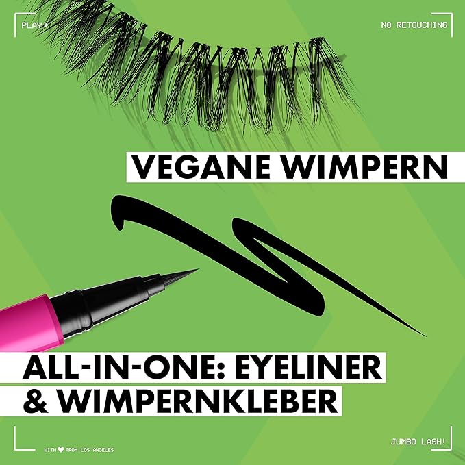 NYX PROFESSIONAL MAKEUP Jumbo Lash! Vegan False Eyelashes, Up to 12HR Wear, Reusable Fake Lashes - Wispy Flutter (Pack of 2)
