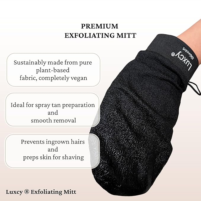 Premium Korean Exfoliating Mitt & Body Scrubber Glove, Viscose Fiber Dead Skin Remover for Smooth, Radiant Skin, Shower Skincare, Keratosis Pilaris Treatment & Self-Tan Prep (2 Pack)
