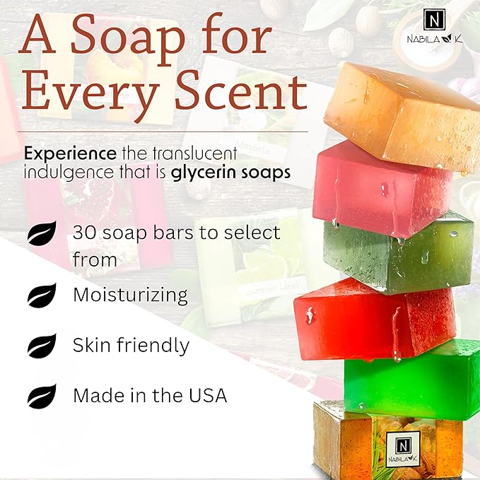 Glycerin Bar Soap Set of 3#1 - Natural, Vegan-Friendly, Hypoallergenic - Moisturizing and Hydrating with 100% Vegetable Glycerin - Sulfate-Free, Paraben-Free, Chemical-Free - 4.5 oz Each