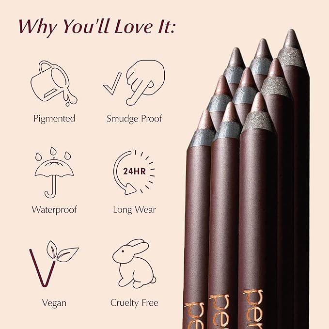 PERSONA 24HR Black Waterproof Eyeliner Pencil | Creamy Smudgeable for Lash Line & Waterline | All-Day Wear | Vegan, Cruelty-Free | Sharpenable | Made in USA