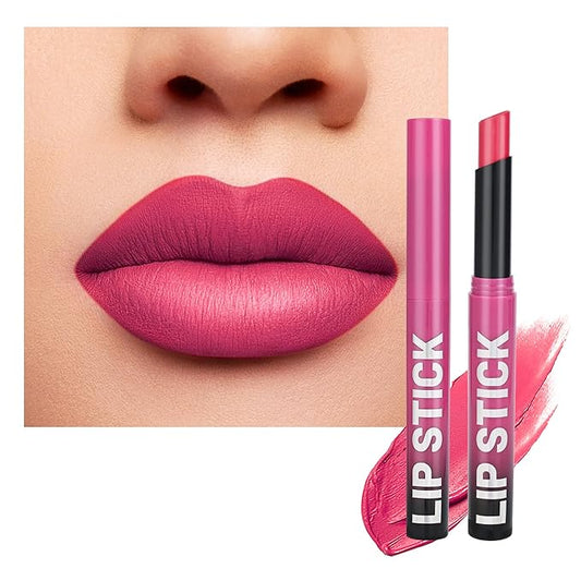Hot Pink Lipstick for Women，Matte Velvet Satin Lipsticks，Hydrate Lip stick Non-Drying Long Lasting Lip Stain Daily Makeup，Creamy Silky Texture，Highly pigment Formula，Vegan & Cruelty-Free，A05#