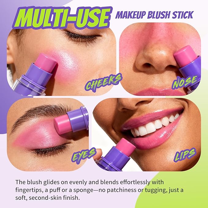 Glam Code Blush Makeup Stick - Makeup Lip + Cheek Stick for Eyes, Lips & Cheeks, Multi-Use Cream Blush Stick with Natural Flush, Hydrating & Long-lasting丨Vegan & Cruelty-Free - #05
