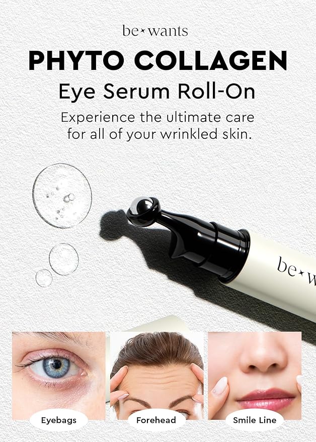 bewants Instant Eye Bag Remover, Phyto Collagen Roll-On Serum Stick – Refreshing Under Eye Massage with 61% Bamboo Water & 10% Phyto Collagen (2 Pack)