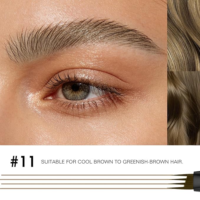 Eyebrow Pencil, 2Pcs Waterproof Microblading Eyebrow Pens, 4 Tip Precise Eye Brow Makeup Pen for Women to Effortlessly Create Hair Like Natural Brows, Non Dry Out and Last All Day (Taupe)