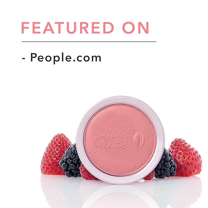 100% PURE Powder Blush (Fruit Pigmented), Peppermint Candy, Soft Shimmery Finish, Nourishes Skin w/Rosehip Oil, Cocoa Butter, Natural Makeup (Shimmery Neutral Pink) - 1.81 oz