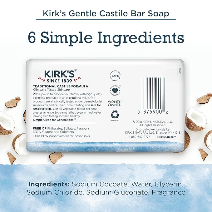 Kirk's Original Coco Castile Soap, Pack of 3