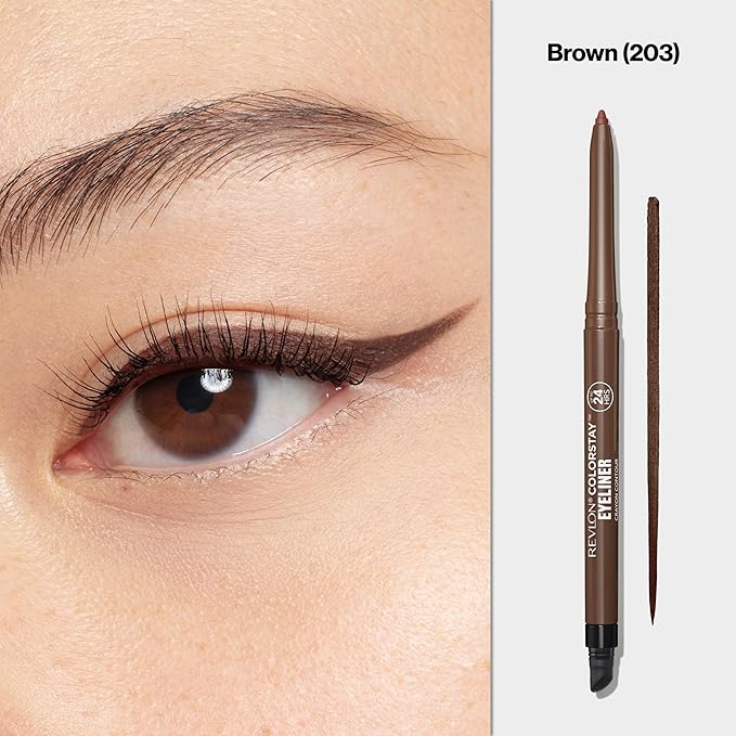 REVLON ColorStay Pencil Waterproof Eyeliner,Smudge-Proof,Eye Makeup with Built-In Sharpener,203 Brown,0.01 oz,(Pack of 2)