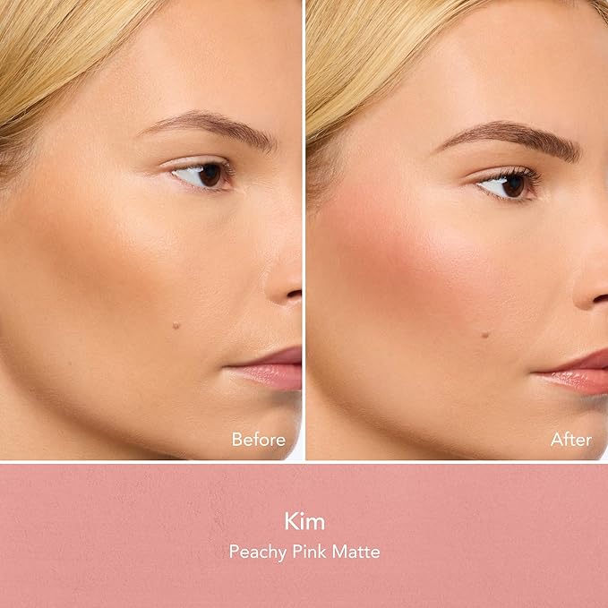 Thrive Causemetics Dream Chaser Reviving Powder Blush, Moisturizing Blush Makeup Essential with Vitamin E for Women, Long Lasting, Lightweight Face Makeup, Vegan, Shade Kim (Peachy Pink Matte)