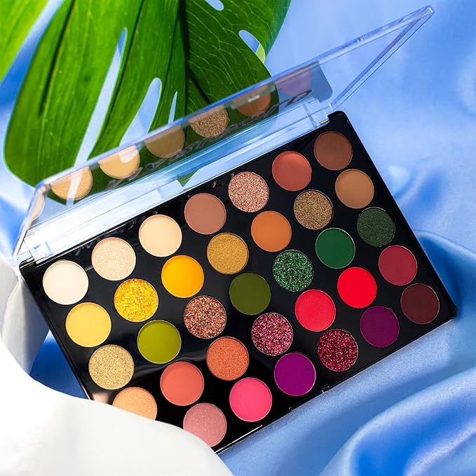 Profusion Cosmetics Marigold 35 Shade Eyeshadow Palette – Multicolor Blendable Natural Shades in Matte, Shimmer, and Glitter Finishes, Long-Wear Formula, Vegan & Cruelty-Free Makeup