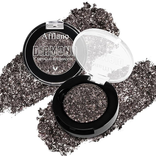 Black Glitter Eyeshadow - Highly Pigmented Iridescent Holographic Black Eye Shadow for Sensitive Eyes, Soft Sparkly Smokey Eyeshadow, Long Lasting Multichrome Diamond Shimmer Pressed Eye Shadow, #36H