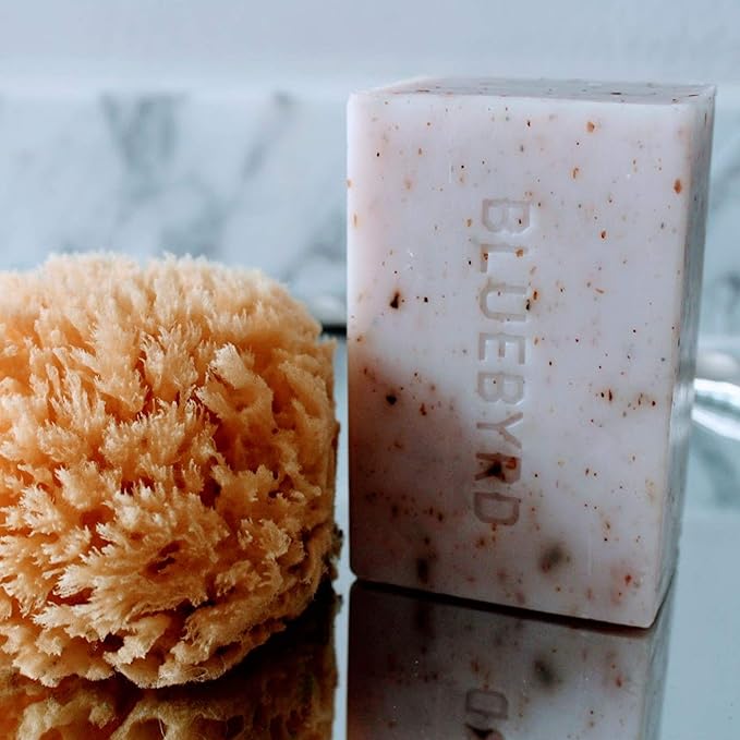 BLUEBYRD Orange & Clove Large Exfoliating Soap Bars, 100% Vegan Cold Press, Premium Scented Essential Oils, Natural Cleansing Body Scrub for Men or Women w/ Oatmeal, Olive, & Shea Butter, 8.6oz