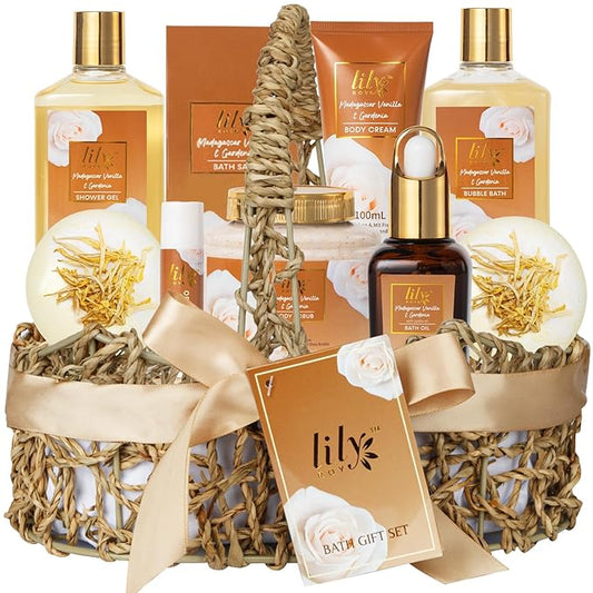 Mothers Day Gifts for Mom - Luxury Honey Almond Bath & Body Gift Set for Women, Spa Gift Basket, Pampering Bath Set with Bath Bomb | Christmas Birthday, Perfect Holiday Gift for All Occasion