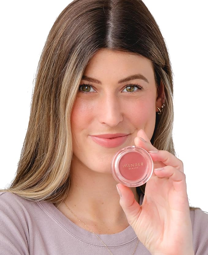 "Wander Beauty Double Date Lip and Cheek - Honeymoon/Swipe - 4-in-1 Cream Blush & Lip Tint - Blush, Lip Moisturizer, Lip Balm, & Eye Gloss - Multitasking Eye, Cheek, and Lip Makeup With Green Tea"