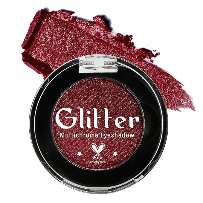 BEUSELF Metallic Burgundy Red Eyeshadow, Highly Pigmented True Red Sparkly Eyeshadow for Gothic Makeup, Long Wear Cream Formula Blendable Eye Shadow Pallet for Halloween Clown, Talc Free, #Wine 3i