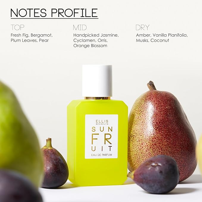 Ellis Brooklyn SUN FRUIT Scented Body Oil for Women with Bergamot, Fig, Jasmine & Amber, Vegan, Cruelty-Free, Sustainable Ingredients, Made in USA, 95ml/3.2 fl oz