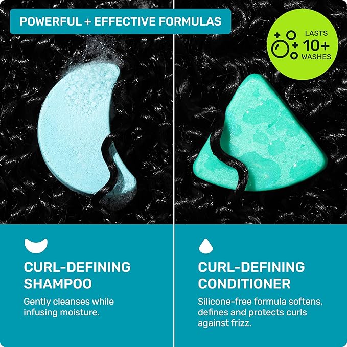 Ethique Beauty Mini Sampler Solid Shampoo & Conditioner Bar Set - Curl-Defining Shampoo & Conditioner with Shea Butter - Plastic-Free, Cruelty-Free, Vegan - Travel Size - 2 Pack
