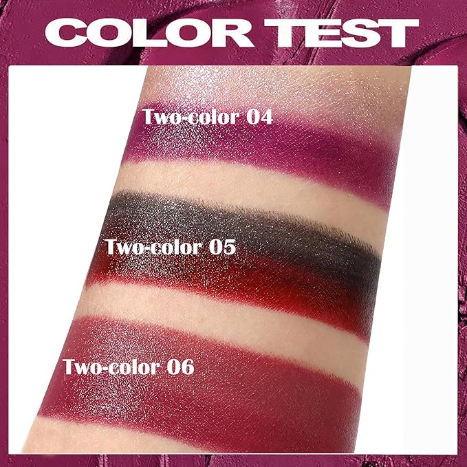 2 in 1 Rose Red Lipstick Nude Lipstick Dual Sided, Lip stick for Women, One Stroke Two-Tone High Pigment Longlasting Waterproof Non-Stick Gloss Lipsticks for Christmas Cosplay (#06)