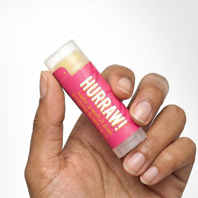 Hurraw! Grapefruit, Ginger, Eucalyptus (Kapha) Lip Balm, 3 Pack: Organic, Certified Vegan, Cruelty and Gluten Free. Non-GMO, 100% Natural Ingredients. Bee, Shea, Soy and Palm Free. Made in USA