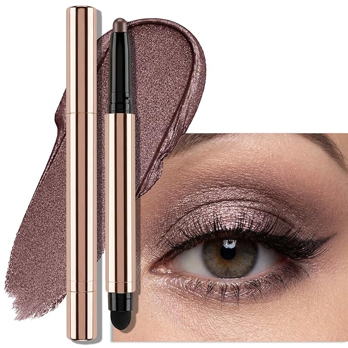 Erinde Waterproof Cream Eyeshadow Stick, Smokey Taupe Shimmer Eye Shadow Stick, Long-Lasting Crease-Proof Cream to Powder Buildable & Blendable Eye Shadow Pencils Crayon, Vegan & Cruelty-Free, B09