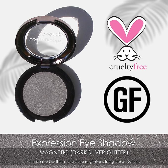 Bodyography Expressions Eye Shadow – Magnetic (Silver Grey (Glitter)) | Multi-Functional, Long-Wearing Powder for Eyes, Cheeks & Brows | Buildable, Silky Finish | Vegan, Talc-Free