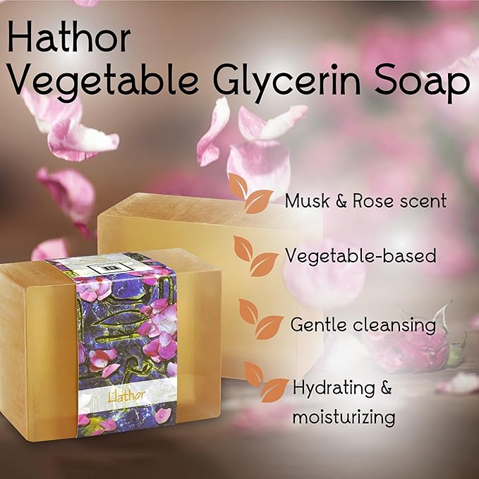 Glycerin Bar Soap Hathor Scent - Natural, Vegan-Friendly, Hypoallergenic - Moisturizing and Hydrating with 100% Vegetable Glycerin - Sulfate-Free, Paraben-Free, Chemical-Free - 4.5 oz