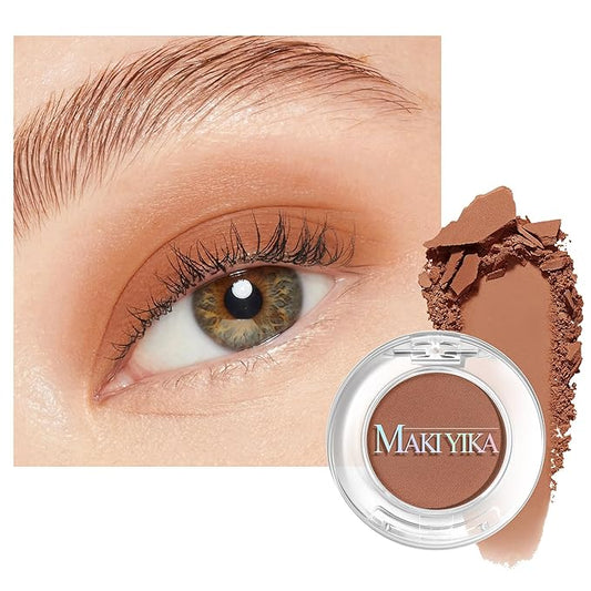 MAKI YIKA Caramel Brown Matte Single Eye Shadow Palette for Women, Pigmented White Eyeshadow Powder for Brown Eyes, Color Stay Long Lasting Waterproof Eye Makeup Palette, #11