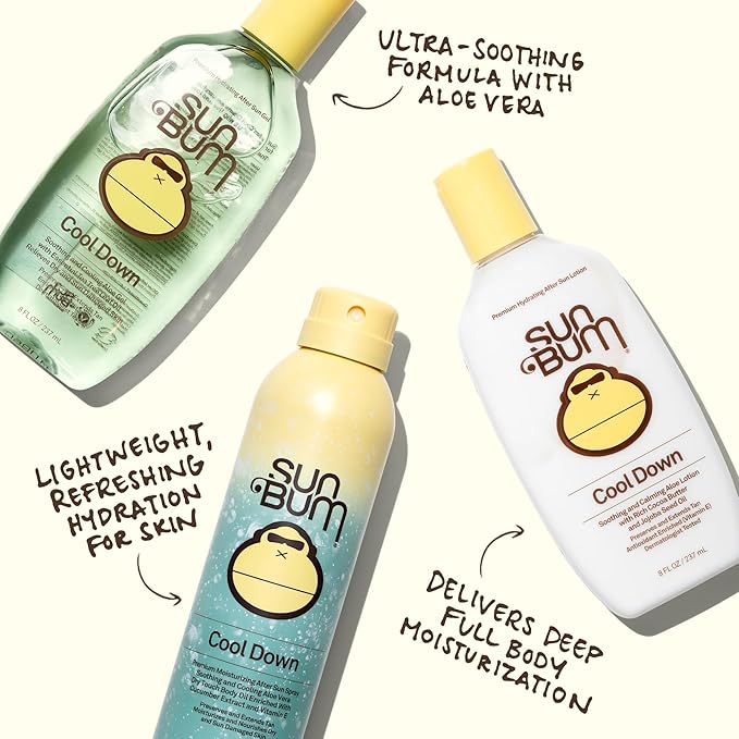 Sun Bum Cool Down Aloe Vera Lotion - Vegan After Sun Care with Cocoa Butter to Soothe and Hydrate Sunburn - 8 oz,(Pack of 2)