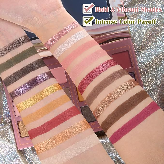 UCANBE Matte Eyeshadow Palette Pro 18 Colors Pigmented Shimmer Glitter Eye Shadow Palette, Blendable Long Lasting Waterproof Rosy Makeup Cosmetics Halloween Valentine Gift Makeup Kit (04# Solitude)