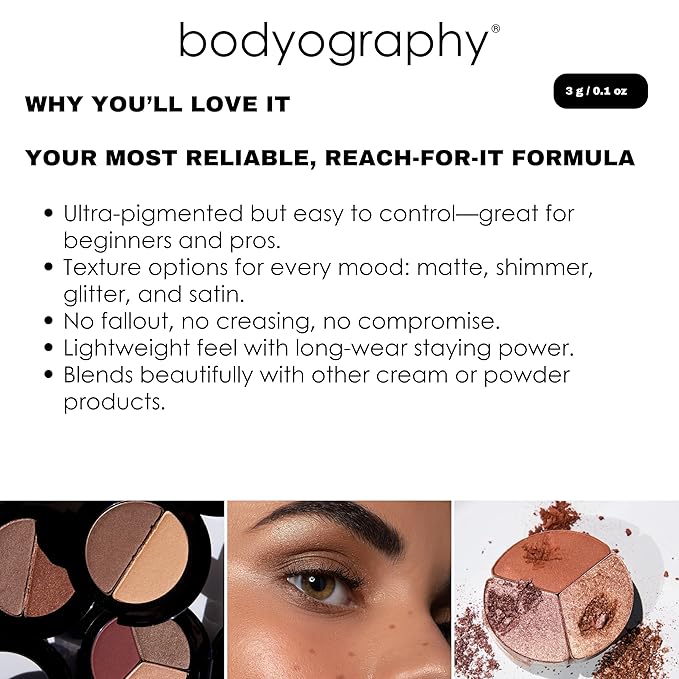 Bodyography Expressions Eye Shadow – Truffle (Dark Brown (Matte)), Multi-Functional, Long-Wearing Powder for Eyes, Cheeks & Brows, Buildable, Silky Finish, Vegan, Talc-Free