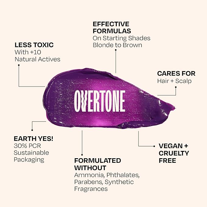 Overtone Color Depositing Semi-Permanent Hair Dye Conditioner - 8 oz For Natural & Color-Treated Hair, Moisturizing Shea Butter & Coconut Oil - Vegan & Cruelty-Free, Vibrant Pink