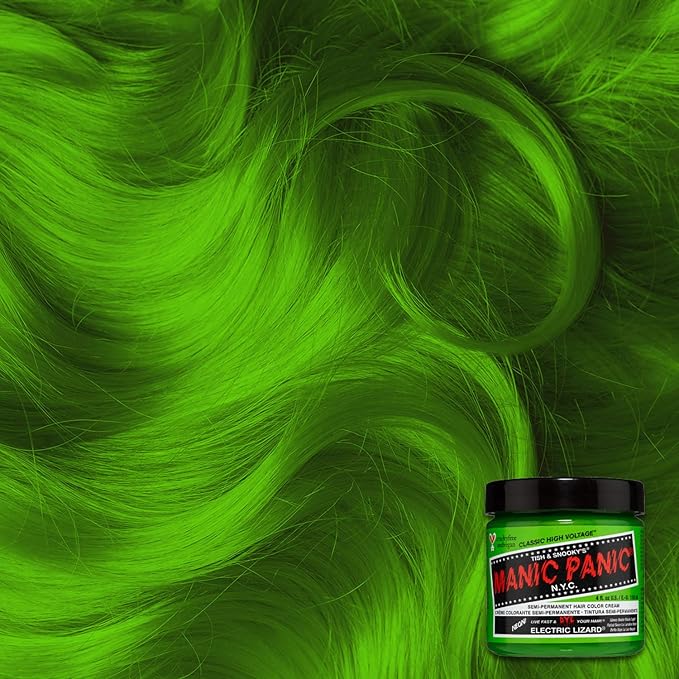 MANIC PANIC Classic Electric Lizard Semi Permanent Hair Color - Bright Neon Green Hair Dye for Women & Men That Lasts 4-6 Weeks - Vegan, Ammonia & Cruelty-Free - Create & Mix Custom Shades (4oz / 2pk)