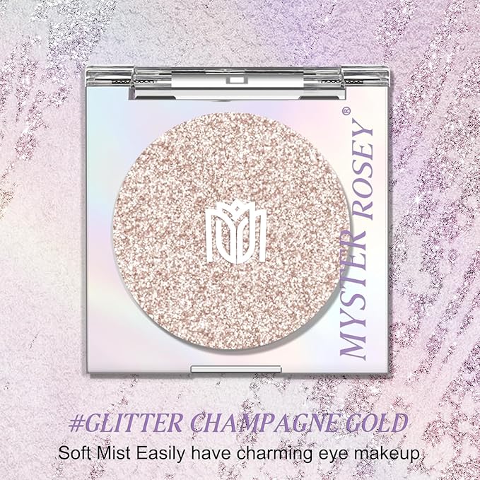 Sparkle Eye Shadow Palette Makeup for Older Women, Glitter Shimmer and Metallic Single Eyeshadow Makeup, High Pigment Mini Monochrome Eyeshadow Vegan, Cruelty-Free