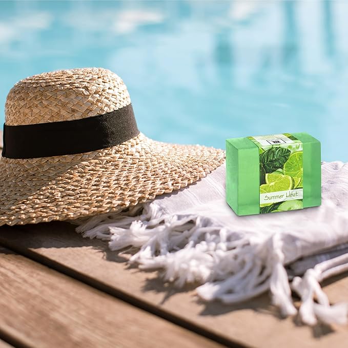 Glycerin Bar Soap Summer Heat Scent - Natural, Vegan-Friendly, Hypoallergenic - Moisturizing and Hydrating with 100% Vegetable Glycerin - Sulfate-Free, Paraben-Free, Chemical-Free - 4.5 oz