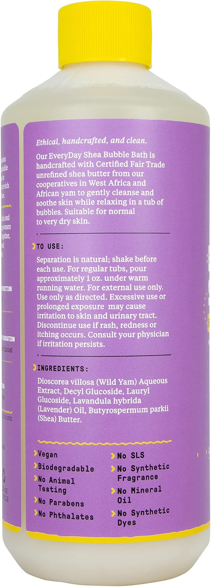 Alaffia Everyday Shea Bubble Bath, Soothing Support for Deep Relaxation and Soft Moisturized Skin, Made with Fair Trade Shea Butter, Cruelty Free, No Parabens, Vegan, Lavender, 2 Pack - 16 Fl Oz Ea