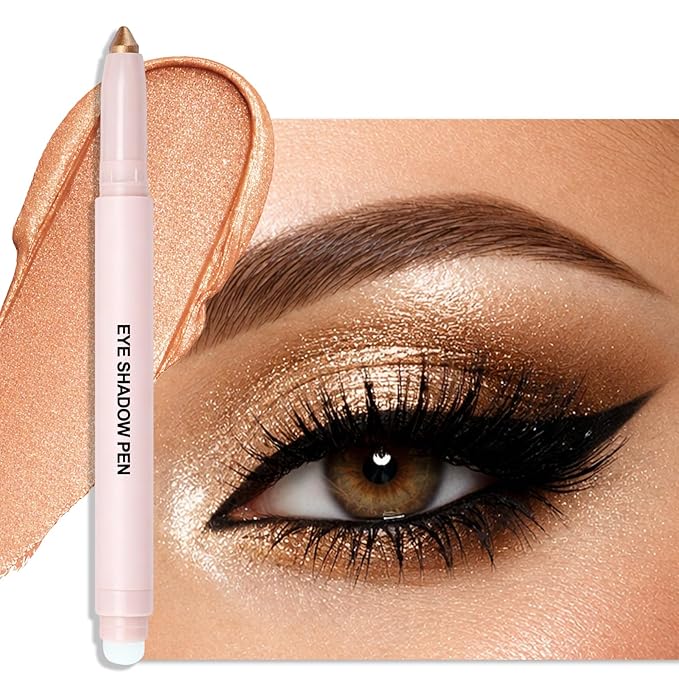 Erinde Champagne Gold Eyeshadow Stick, Waterproof Shimmer Eye Shadow Sticks, Cream Eye Shadow Pencil Crayon, Buildable & Blendable Long-Lasting Eyeshadow for Women, Vegan & Cruelty-Free, B04