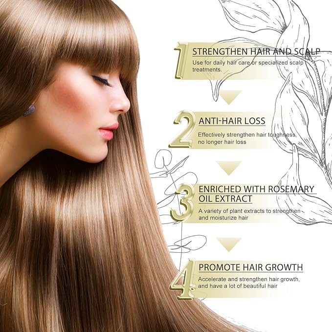 180 ML EELHOE Hair Growth Oil, Natural Rosemary Hair Growth Oil for Dry Damaged Hair and Growth Thin Hair. (3Pcs)