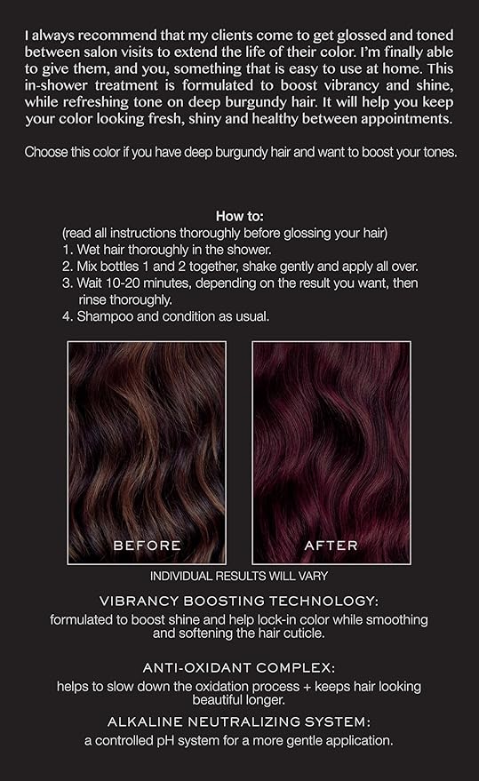 Kristin Ess Hair Gloss in Wild Berry Red - 4 Wk Semi Permanent Hair Color for Women - Deep Rich Burgandy Color Depositing Conditioner & Toner for Vibrant Color + Shine - Hair Dye Glaze - Vegan
