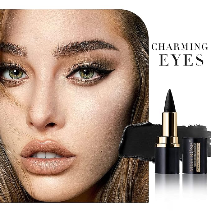 Miss Rose M Gel Eyeliner, Black Eyeliner Pencils, delineador de ojos contra el agua, Easy to Use, Eye Makeup for Women (Black)